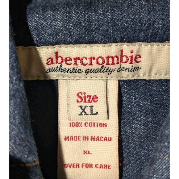 Abercrombie & Fitch Jean Jacket Girls XL Button Blue Classic Casual Denim VTG - Picture 2 of 12
